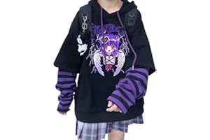 YINGKE Femme Anime Manga Sweat à Capuche Fille Japonais Kawaii Vetement E-Girl Y2K Gothique Sweatshirt Harajuku Pull