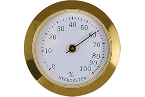 ‎VOLENX Volenx Zigarren Hygrometer, Runder Metall Zigarren Hygrometer, Tragbare Mini Mechanischer Analoger Hygrometer für Zigarren Humidor (Golden)