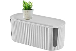 PEOSEVI Scatola per La Gestione dei Cavi, Scatola Organizer per Cavi da Scrivania,Proteggi Cavo per Prese Elettriche, Scatola di Immagazzinaggio per Nascondere Le Prese Multiple(31x13,5x12,5 Cm)