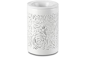 ZEN ARÔME Zen'Aroma Quemador de Cera perfumada Calorya nº 8 – Quema de Perfume eléctrico para Fondant Perfumado – Lámpara de Perfume con Taza extraíble – Cerámica con decoración Calada e iluminación Ambiental