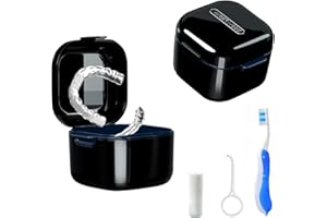 POZLLE Boîte de bain pour Prothèses Dentaires, Boîtes pour Prothèses Dentaires avec Passoire, boîte de Retenue Orthodontique, Boîte de Nettoyage de Retenue (Noir)
