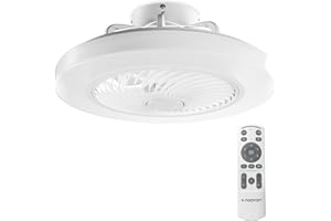 Noaton Ventilatore da soffitto 12050W Triton Bianco, con Illuminazione LED max 41 W Dimmerabile 3 temperature di colore, telecomando, timer, portata d'aria fino a 60 m3/min, lampadario, diametro 50cm