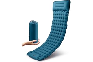 ZUMHIGH Self Inflating Camping Mat, Widen & Thicken Inflatable Camping Mattress Lightweight Sleeping Pad Single Air Bed with Pillow with Built-in Inflating Foot Pump for Hiking green