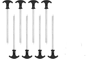 AIPWEYT STORE 8 Piezas Piquetas Roscadas Camping, Piquetas Tienda de Campaña Clavos, Piquetas de Acero para Tienda de Campaña, Estacas para Tiendas de Campaña para Jardín Exterior Camping, 20 cm