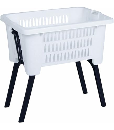 HamperEnvenzo Großer Wäschekorb Mit Zusammenklappbaren Beinen – 38 Liter, Kunststoff-Rattan-Optik, Für Trockene & Nasse Wäsche