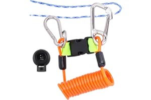 Agatige Scuba Diving Lanyard, Stainless Steel Diving Camera Lanyard Spring Coiled Lanyard, Heavy Duty Diving Lanyard Clip with Strap Quick Release Buckle for BCD, Cameras, Diving Torch