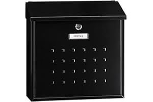 ARREGUI Premium Maxi E5614 Buzón Exterior de Acero, Tamaño L (Revistas, Sobres C4), Gran Capacidad, Buzón de Correo Individual, Buzón de Pared Grande, Antilluvia, Fácil de Instalar, Negro
