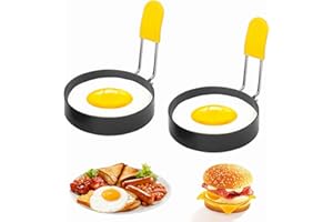 DAWUMIN 2 Piezas Molde de Huevo Frito, Anillo de Huevo de Plegable, Anillos de Huevo Antiadherentes, Moldes de Huevo de Tortilla Acero Inoxidable, para Tortilla, Sándwich, Hamburguesa
