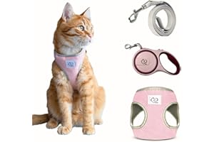 Belffy Imbracatura e Guinzaglio Regolabile con Pettorina Automatica per Gatto, Cane, Cucciolo. Pettorina Traspirante Antifuga per Animali di Piccola/Media/Grande Taglia (Piccola, Rosa).