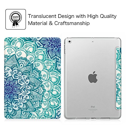 Fintie iPad 9.7 Zoll 2017 Hülle – Ultra Slim Superleicht Schutzhülle mit Lichtdurchlässig Rückseite Abdeckung Smart Cover Case Tasche mit Auto Schlaf / Wach und Standfunktion für Apple iPad 2017 Neue Modell, smaragdblau - 2