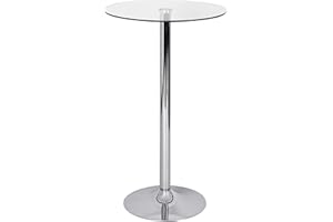FINEBUY MÖBEL ZUM WOHLFÜHLEN FineBuy Tavolo Alto da Bar Rotondo 60x60x105 cm Moderno Vetro e Metallo | Tavolino Bistro