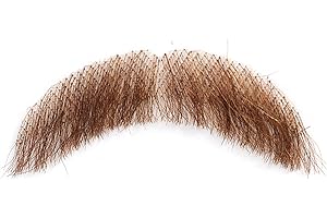 HPERU Fake Mustache, Human Hair Mustache, Realistic Fake Beard Sparrow Fake Goatee Beard, Stick On Moustache Invisible For Halloween Cosplay Costume Party 3.15