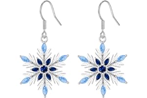 DOKIA Christmas Snowflake Earrings for Women Girls, Xmas Cubic Zirconia Drop Earrings│Snowflake Dangle Hypoallergenic Earring for Ears│Christmas Earrings Jewellery Gifts for Her Ladies