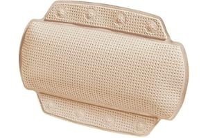 Spirella Alaska beżowa poduszka do wanny z 8 przyssawkami, antybakteryjna, antypoślizgowa, 23 x 32 cm, nadaje się do prania, wyprodukowano w Niemczech