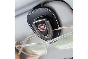 achard Fit Fiat Sunglasses Holder,Leather Glasses Holders Fit Fiat 500 Qubo Doblo Panda Bravo 124 Spider Tipo Multipla Strada, Ticket Card Clip Car Sunglasses Holder for Car Sun Visor,Accessories