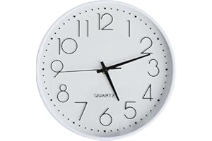 SURPN Wall Clock, Silent Non Ticking, 12 Inch Small Wall Clocks, Battery Operated Decorative Modern Round Wall Clock for Office, Home, Bathroom, Kitchen, Bedroom, School, Living Room - White