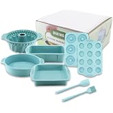 TOKSEO 8 in 1 Non-Stick Silicone Muffin Pan Set, Silicone Muffin Pans, Rectangle/Square/Round/Round/Donut Molds with Spatula