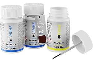 MG PRIME Peinture Voiture Kit de stylo retouche pour Renault NNM Grenat Nacre/Bordeaux Rot d'apprêt, de base, de vernis de 50ml par flacon