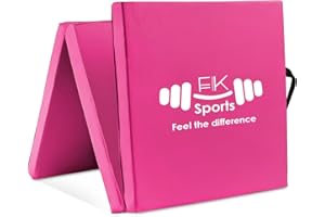 FK Sports Exercise Gymnastic Mat 6ft Tri Folding PU Leather Yoga Mat 5cm Extra Thick Foam High Density Gym Mat| Pilates, Yoga Mat for Women Men for Core Exercises