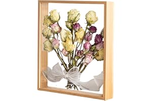 marysgift Shadow Box Frame with Linen Back - Deep Display Frame Ideal for Memorabilia, Pictures, Flowers, Medals, Tickets (Wood, 12")