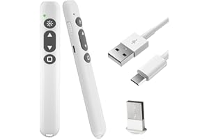DOZYLIVE Presentation Clicker for PowerPoint 100M/328FT, 2.4GHz Hyperlink Wireless Pointer with USB Receiver, Rechargeable Presenter Remote for Mac/Win Laptop PC, PPT Slide Advancer for Office Class
