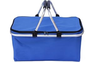 GAORUI Großer isolierter Picknickkorb, Kühltasche, wiederverwendbar, faltbar, 30 l, für Camping, Sport, Strand, Reisen, Blau