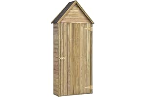Susany Garten-Geräteschuppen Gerätehaus Mit 4 offenen Ablageflächen,Geräteschrank Schuppen aus Imprägniertes Kiefernholz 77 x 37 x 178 cm Design mit Einer Tür,Natur