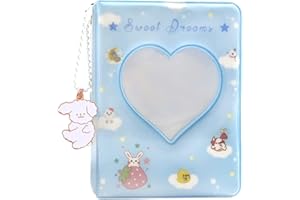 runrayay 7,6 cm Blu KPOP Photocard Raccoglitore Porta Libro, Porta Mini Album Fotografico, Love Heart Hollow Business ID Card 40 Tasche con Ciondolo Grazioso per Collezione Foto
