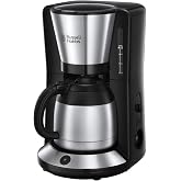 Russell Hobbs Textures Plus 24020-56 Drip Coffee Maker for 8 Large Cups or 12 Small Cups, Stainless Steel, 975 W, Grey