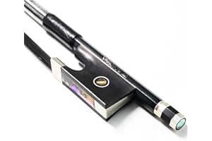 Arco de violín de fibra de carbono 3/4 tamaño VINGOBOW Nivel avanzado 69 cm Rana de ébano Pelo de caballo blanco mongol real Tono claro cálido Palo recto