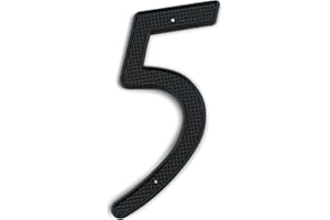 HASWARE Número de casa 4 pulgadas (10 cm) Números de dirección Elegante puerta Alfabeto Placa Calle Decoración para el hogar Aleación de zinc (5, negro)