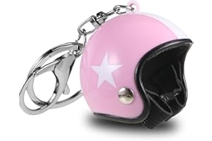 SDHIIOLP Llavero De Casco De Motocicleta Retro Estrella Llavero Con Cierre Funcional Permiso De Conducir Coche Aprobado Regalo Moto Regalos Aniversario Para Hombres Mujeres Mejor Amiga, Rosa