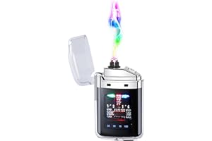 PIOYYDS Dual Arc Lighter, Advanced Windproof Plasma Electric Lighter -Type C Rechargeable with Dual Arc Ignition and LED Power Display, Safe and Stylish Flameless Lighter for Camping, Hiking, Adventures-Black