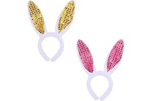 CQQNIU 2pcs Colorful Plush Bunny Ears, Easter Bunny Ears Headband Decorative Accessories, Cosplay Party Costume Accessories for Adult Kids