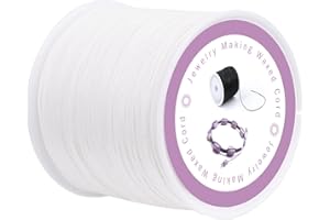 RAMLUR 0.5mm 116 Yards Waxed Cord for Jewellery Making Bracelet String Waxed Thread for Bracelets Bead Thread Linen Thread for Bracelet Necklaces Jewellery Making (White)
