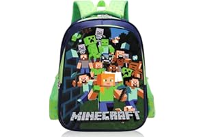 JXBBAAC Miinnecraft Kinderrucksack, Schultasche Kindergarten Rucksack Cartoon Print Büchertasche Vorschule Schultertaschen Lässiger Tagesrucksack Leichter Outdoor Personalisierter Reisetasche für Schule