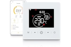 BEOK CONTROLS Beok Tuya Termostat Wi-Fi, inteligentny termostat do kotła, termostat pokojowy Wi-Fi na baterie, termostat zegara 2-przewodowy, kompatybilny z Amazon Alexa i Google Home, głosem i pilotem zdalnego