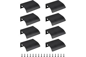MOROBOR Black Mini Finger Edge Pull, 8pcs Concealed Handle Modern Style Drawer Handle, Radian Edges Aluminum Alloy Invisible Wardrobe Knobs for Cabinet Hardware Drawer/50mm