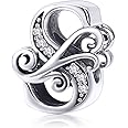 Lorrifal Solid 925 Sterling Silver Initial A-Z Letter Charm A-Z Bead for Pandora European Bracelets Necklace Women Girl Jewelry Gift