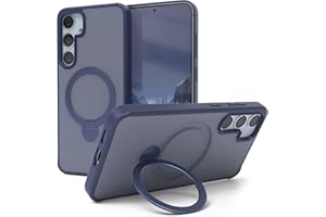 EAZY CASE - Qi Charging Handyhülle für Galaxy S25 Plus kompatibel mit Qi Charging Hülle mit Ständer kompatibel mit Galaxy S25 Plus Hülle mit 360° Ring zum Aufstellen stoßfest Cover in Nacht Blau
