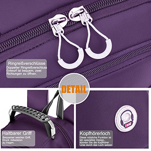 CoolBELL 18,4 Zoll Rucksack Laptop Tasche Reise Rucksack / wasserdicht Wandern Knapsack / Schützende Tagesrucksack passen 15 – 17,3 Zoll Laptop für Dell / HP / Lenovo / Macbook / Acer / Herren / Damen(Violett) - 7