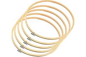 Belvanr Telaio per Ricamo 5 Pezzi Cerchio da Ricamo Bambù Cerchi per Ricamo Cerchi da Ricamo Rotondo Cross Stitch Cerchio Anello Telaio da Ricamo Legno Regolabile per Ricamo Arte Craft