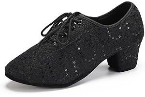 RUYBOZRY Women Latin Dance Shoes Lace up Low Heel Split Sole Ballroom Morden Tango Salsa Practice Shoes,Model 601