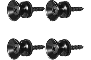 AEAOCVO Lot de 4 boutons de sangle de guitare - Noir - Avec vis et blocs en caoutchouc - Antidérapants - Pour guitare électrique, acoustique, basse, ukulélé