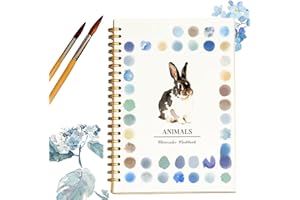 GENERIC Ensemble de cahiers d'exercices de peinture à l'aquarelle, carnet de croquis à spirales, adapté aux débutants, avec pinceaux, cadeau pour adultes, adolescents, animaux