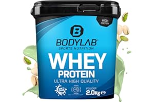 Bodylab24 Whey Protein Powder Pistacchio 2kg, proteine per muscoli più forti, whey può promuovere la costruzione dei muscoli, con 80% di proteine, senza aspartamee