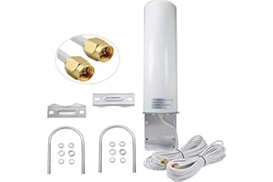 ZHITING Antena 4G LTE Exterior Mimo Omnidireccional 698-2700 MHz Conector SMA con Adaptador CRC9 TS9,Ganancia hasta 12 dBi,para Router 4GHotspot Teléfono residencial inalámbrico(2 x 5 m de Cable)