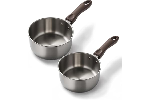Vinod Stainless Steel Saucepan Set of 2 (1L & 1.8L) SAS Bottom 2.5mm Thick Base Induction & Gas Compatible Riveted Sturdy Bakelite Stay-Cool Handle for Boiling, Heating, Sauces, Milk, Chai