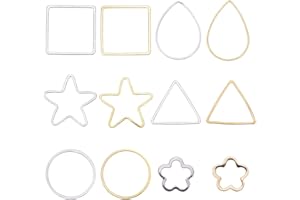 SUNNYCLUE 1 Boîte 120pcs 12 Styles Assortis Bezel Ouvert Connecteur Charms Étoile Fleur Goutte Carré Boucle d'oreille Lien Résultats pour Bracelet Collier Fabrication de Bijoux