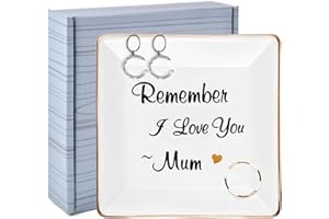 TUKEOO Christmas Gifts for Mum Ring Trinket Dish, Gifts for Mum Jewellery Dish Holder Mum Christmas Gifts Presents for Mum from Daughter Son Christmas Mothers Day Gifts Mum Gifts- Remember I love you Mum